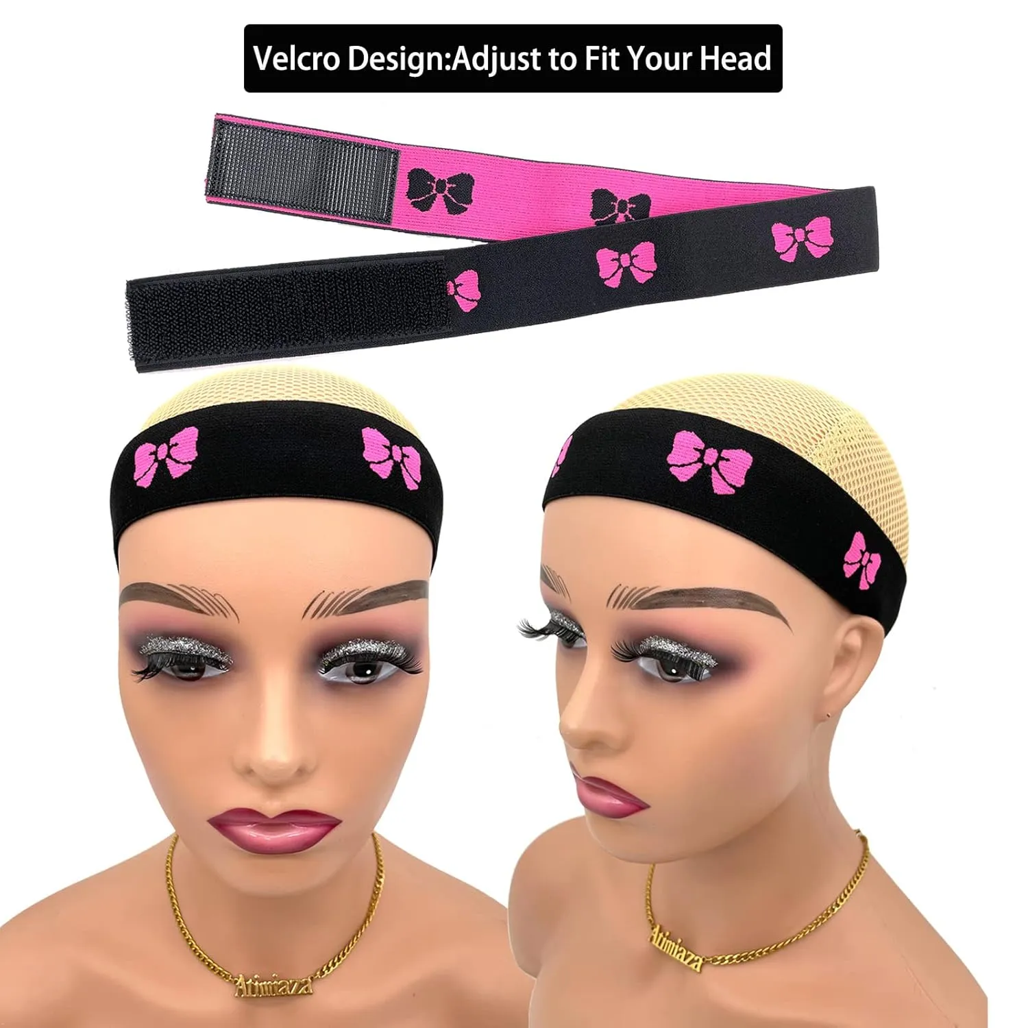 2 Pcs Elastic Bands for Wig, Lace Melting Bow Tie Band, Edge Wrap to Lay Edges (Pack of 2)