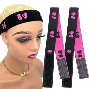 2 Pcs Elastic Bands for Wig, Lace Melting Bow Tie Band, Edge Wrap to Lay Edges (Pack of 2)