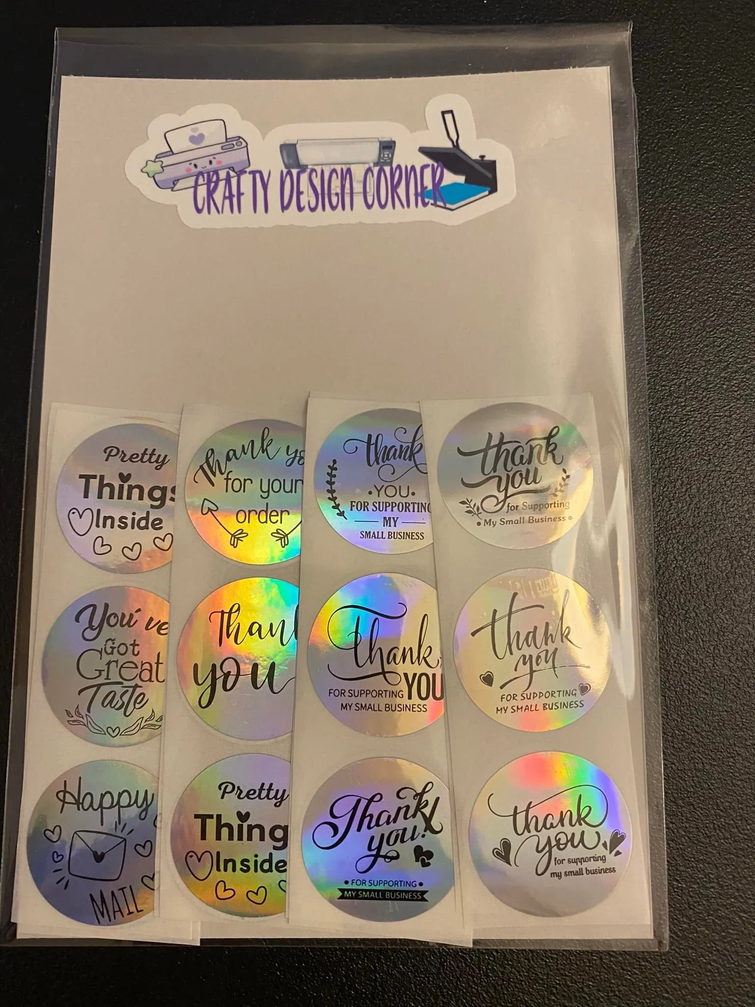 24 pcs Holographic Thank You Sticker Pack