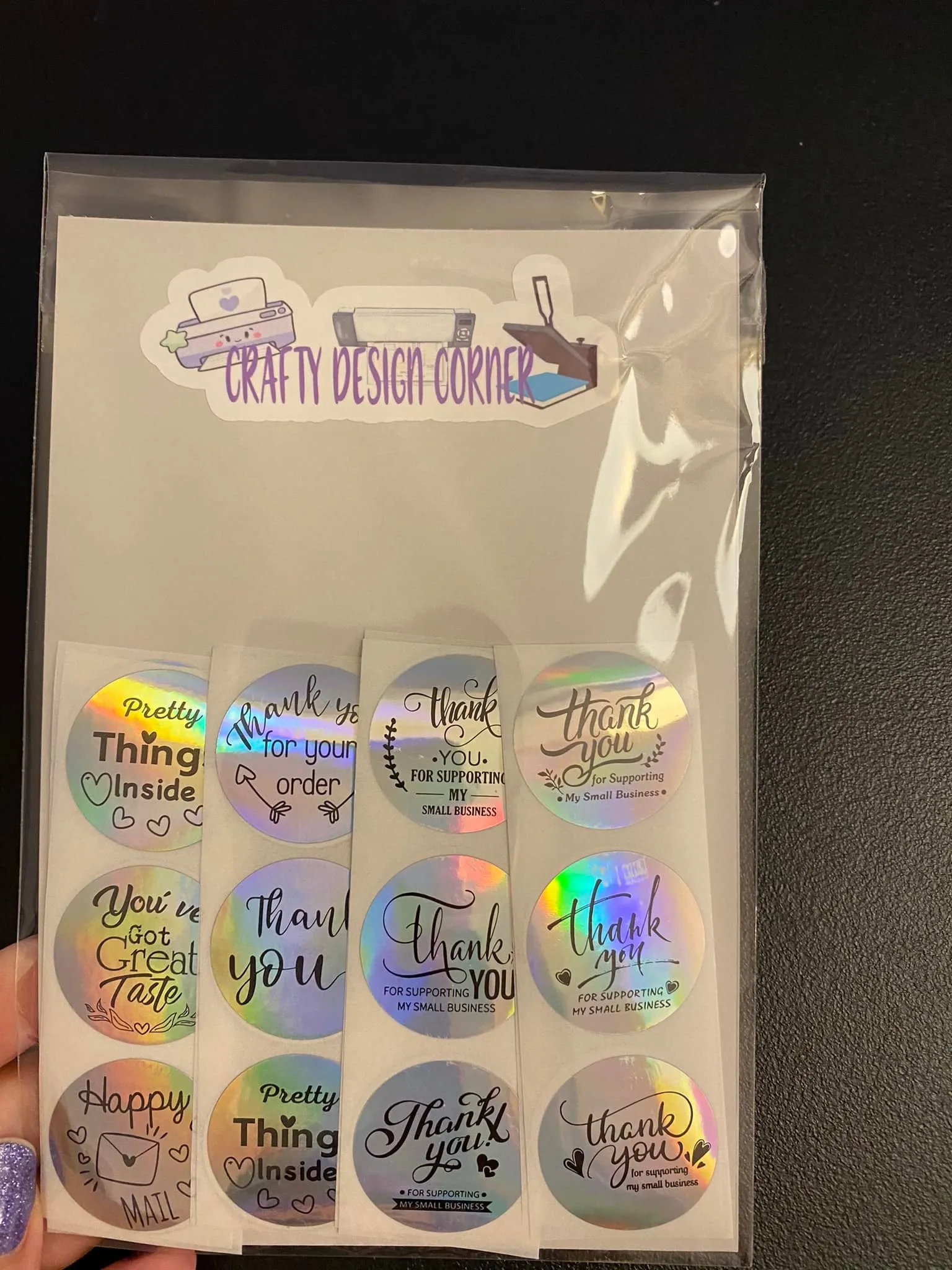 24 pcs Holographic Thank You Sticker Pack
