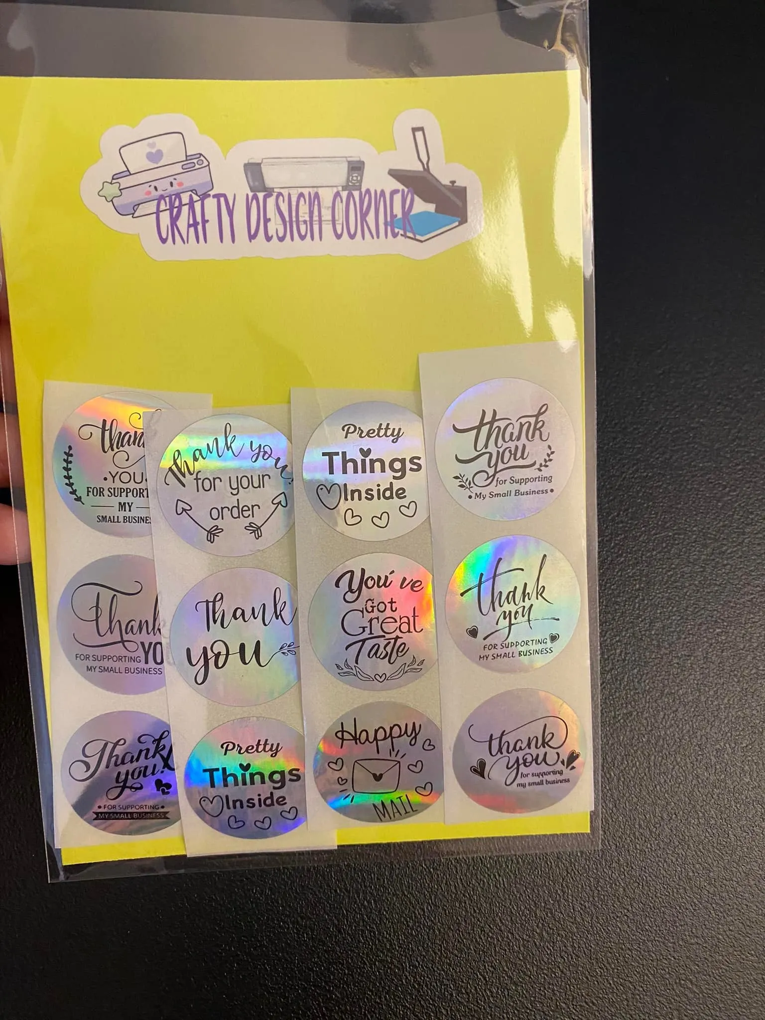 24 pcs Holographic Thank You Sticker Pack