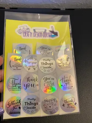 24 pcs Holographic Thank You Sticker Pack