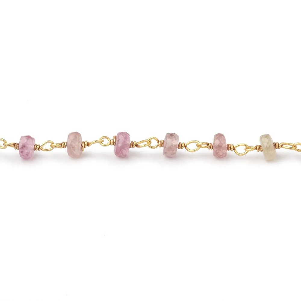 3-4mm Umba Sapphire Faceted Rondelles on Vermeil Chain