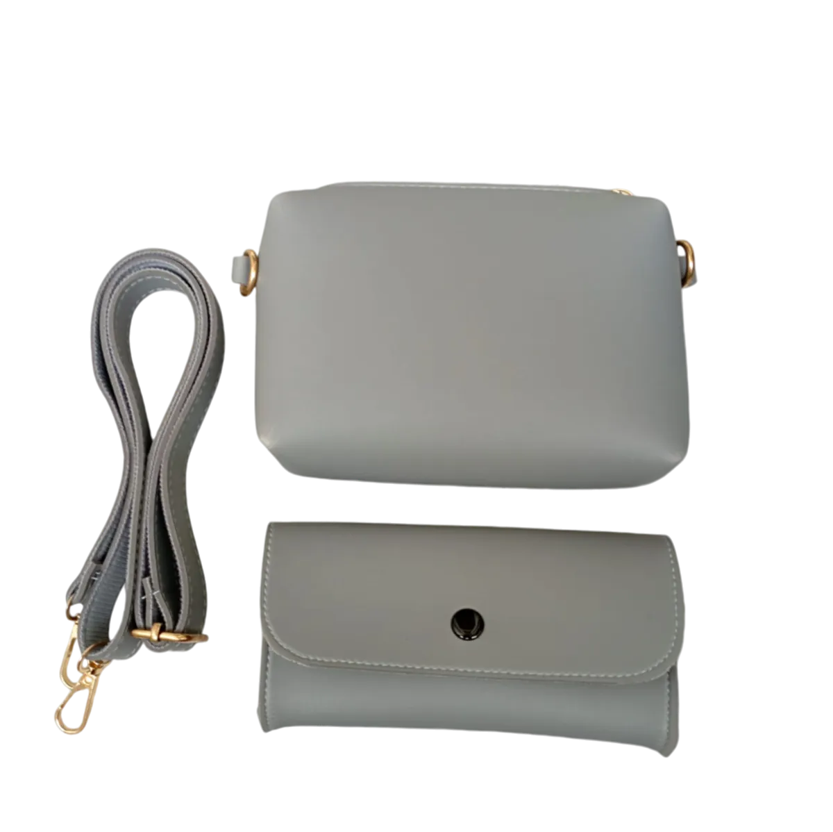 3-Piece Set with Long Adjustable Straps & Two Extra Pouches – Versatile and Stylish Storage Solution - Grey