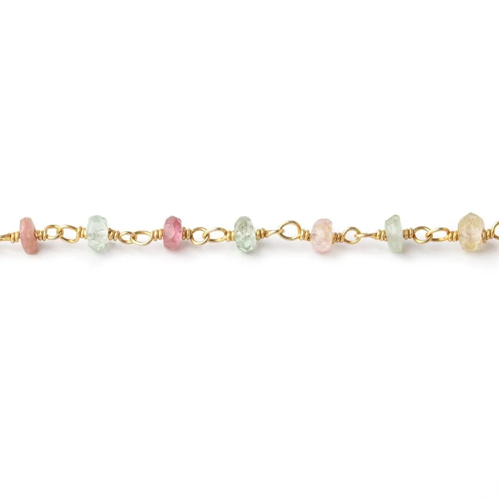 3.5mm Afghani Tourmaline Faceted Rondelles on Vermeil Chain by the Foot