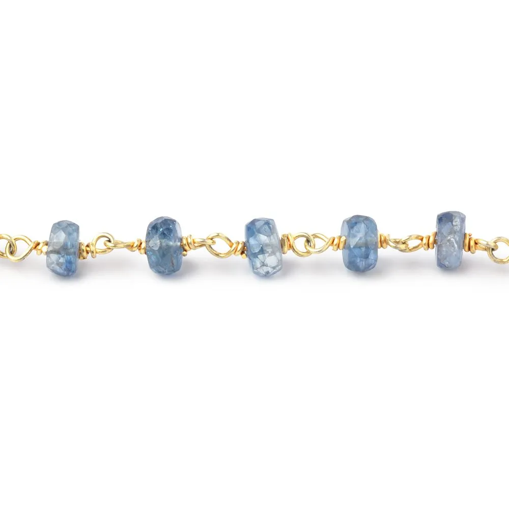 5-5.5mm Kyanite Faceted Rondelle on Vermeil Chain