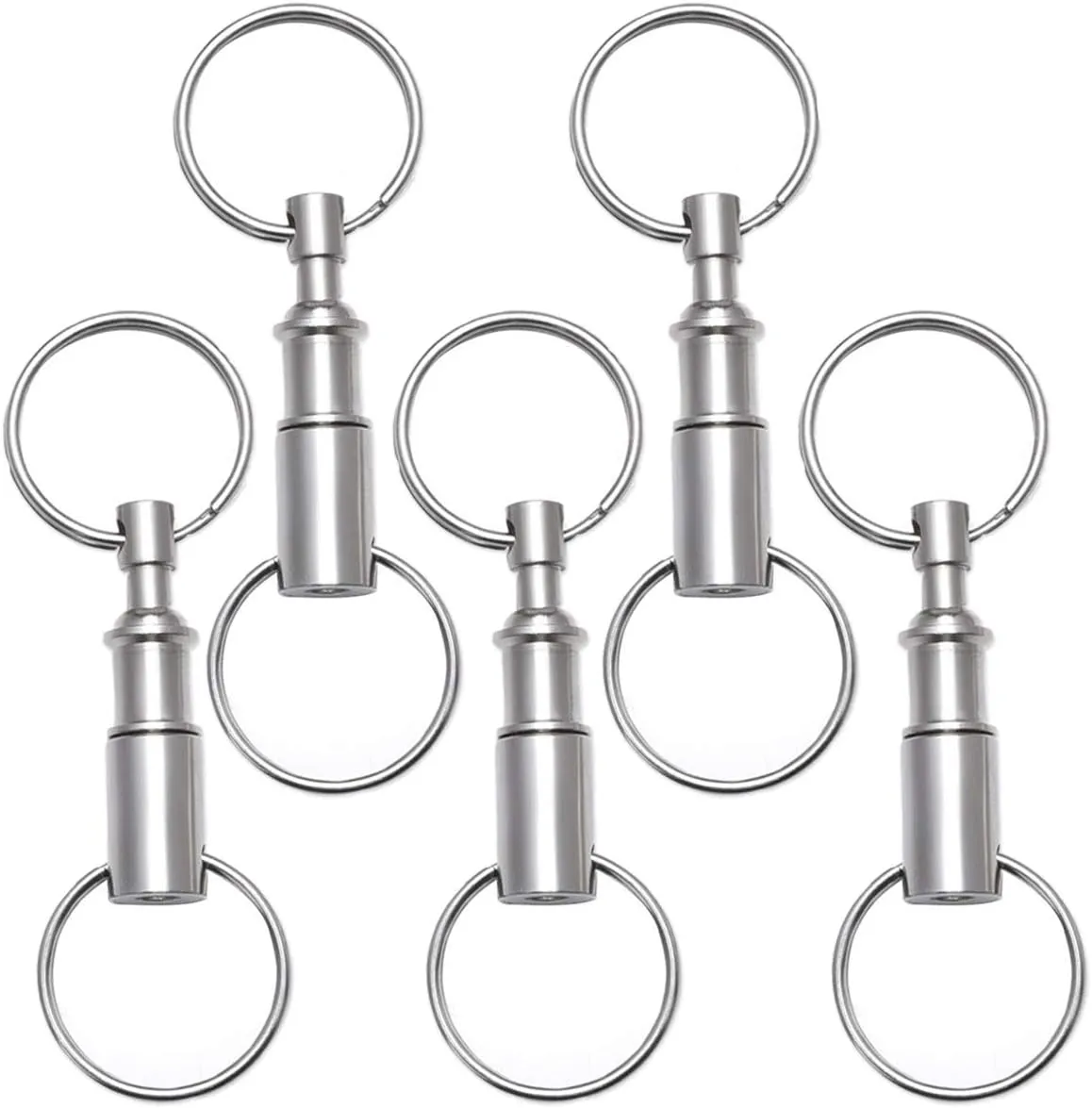 5 Pack Quick Release Detachable Pull Apart Key Rings Keychains,Double Spring Split Snap Seperate Chain Lock holder Convenient Accessory Gift (5Pack)