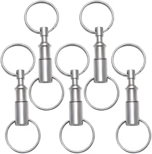 5 Pack Quick Release Detachable Pull Apart Key Rings Keychains,Double Spring Split Snap Seperate Chain Lock holder Convenient Accessory Gift (5Pack)