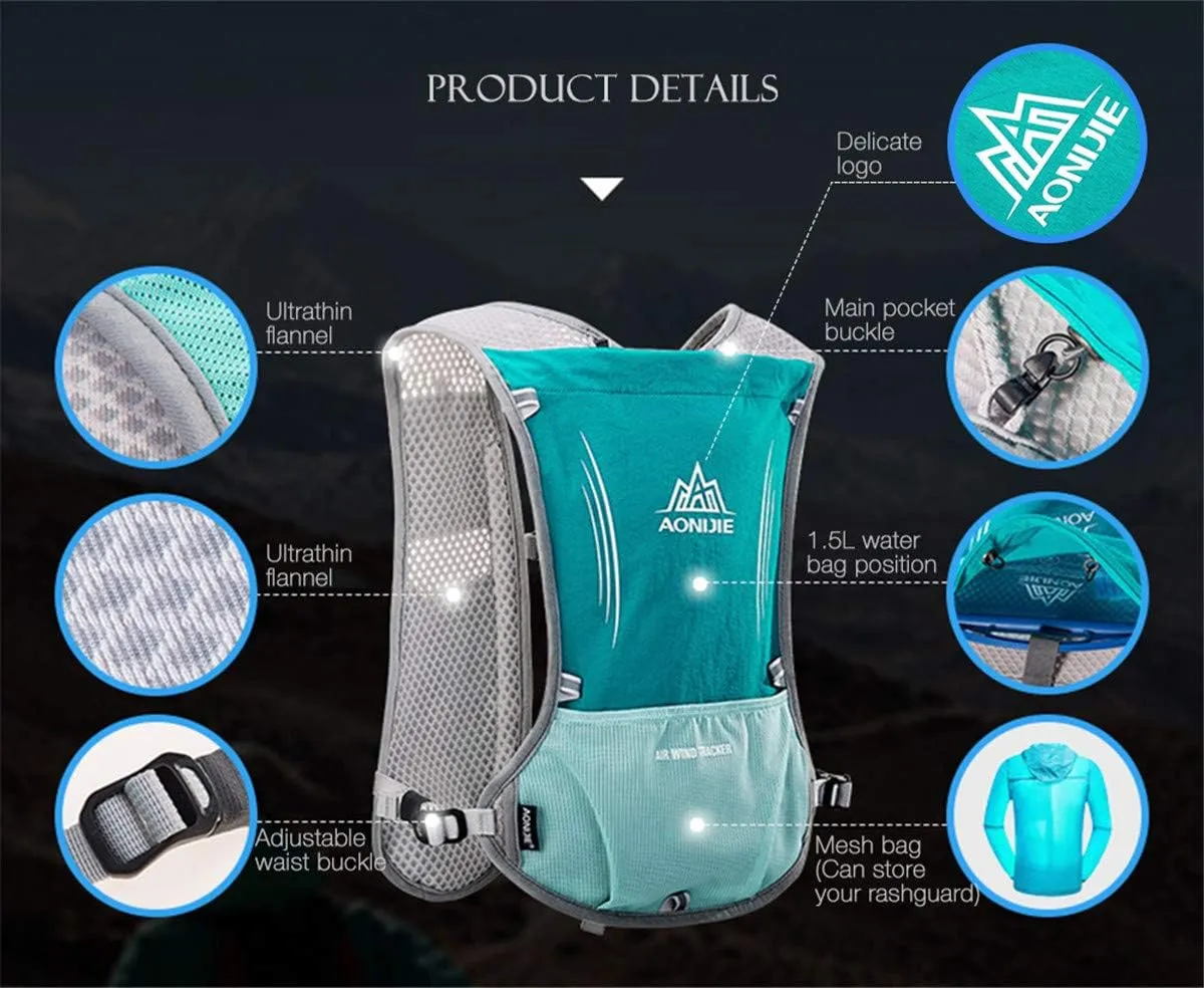 5L Lightweight Running Backpack Outdoor Sports Trail Racing Marathon Hiking Fitness Bag Hydration Vest Pack