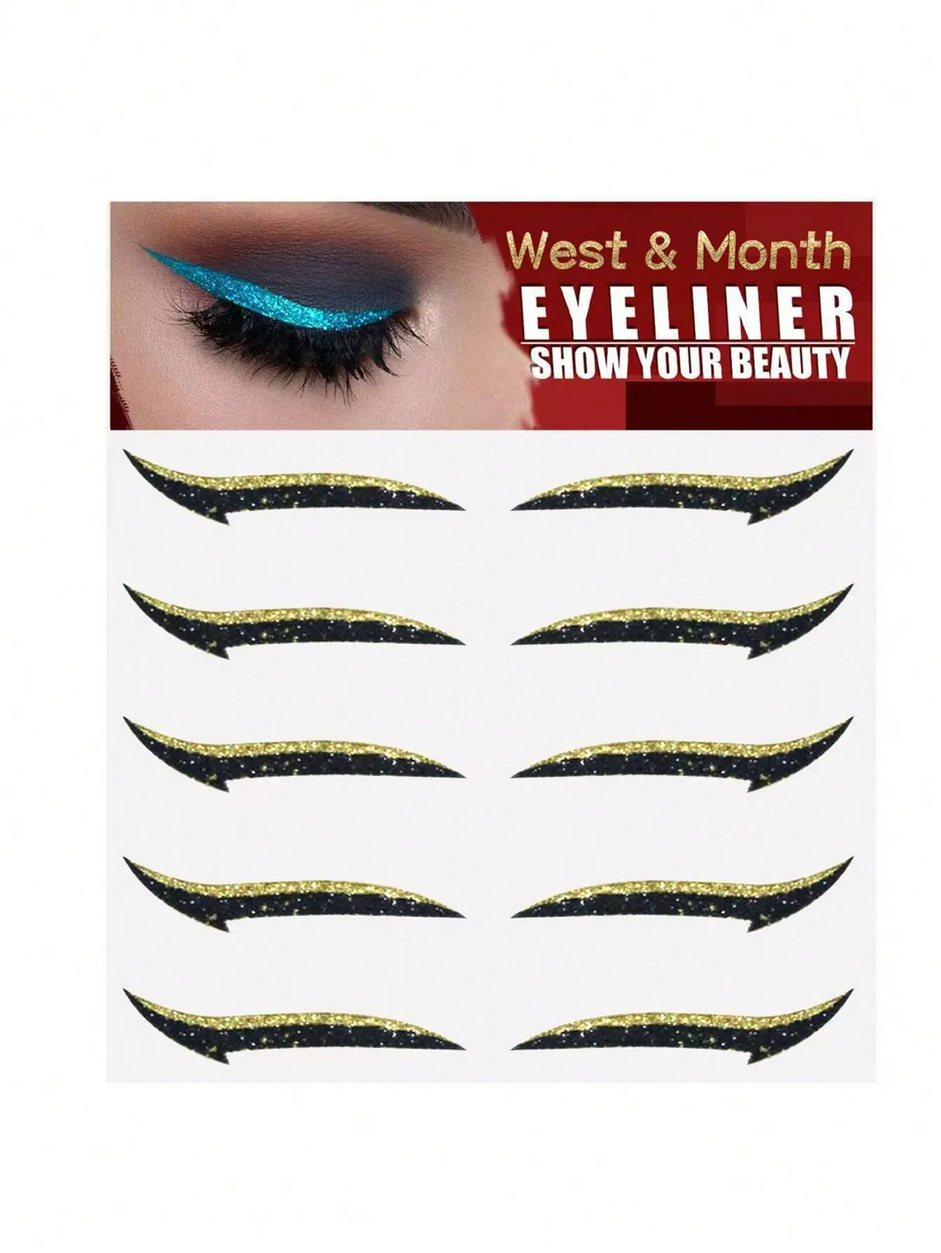 5pairs Eye-Shadow & Eyeliner Stickers, Fashionable Colorful Makeup Stickers For Parties And Music Festivals