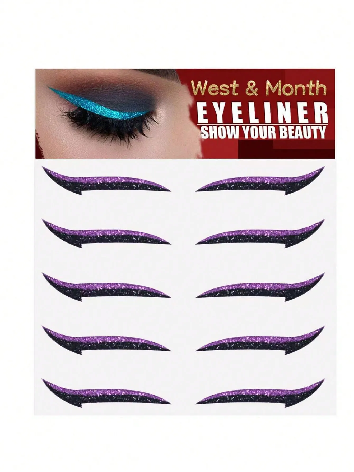 5pairs Eye-Shadow & Eyeliner Stickers, Fashionable Colorful Makeup Stickers For Parties And Music Festivals