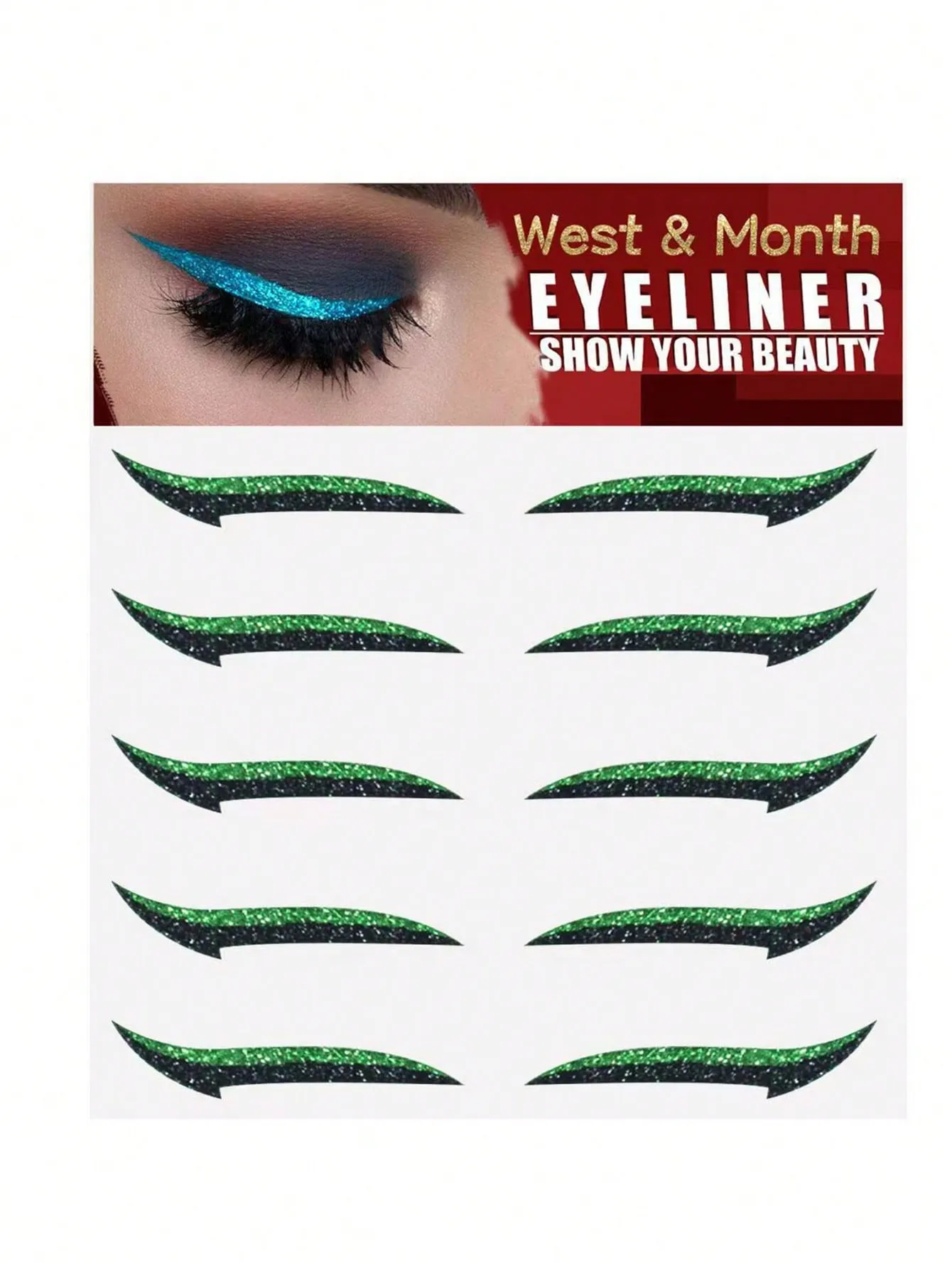 5pairs Eye-Shadow & Eyeliner Stickers, Fashionable Colorful Makeup Stickers For Parties And Music Festivals