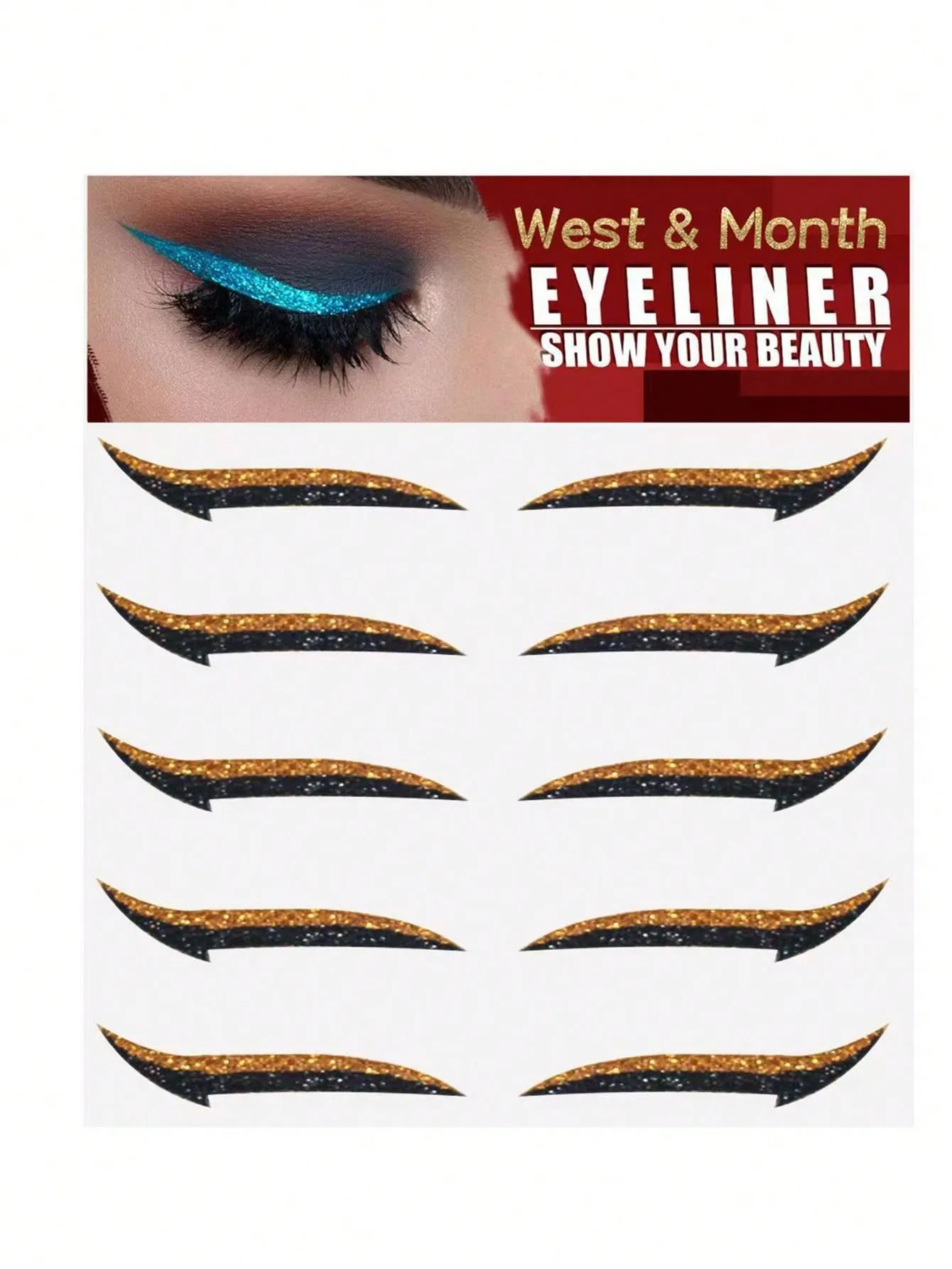 5pairs Eye-Shadow & Eyeliner Stickers, Fashionable Colorful Makeup Stickers For Parties And Music Festivals