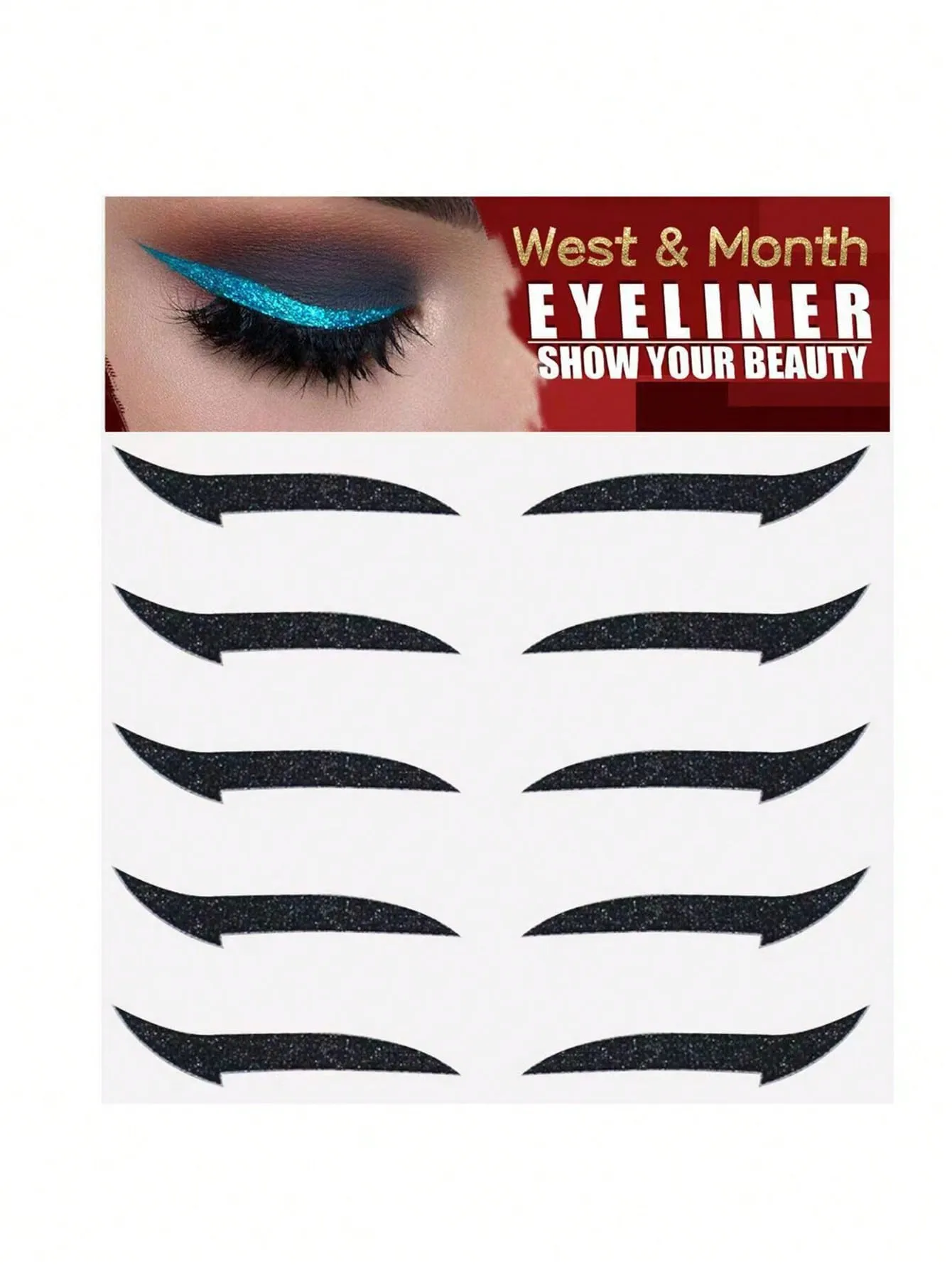 5pairs Eye-Shadow & Eyeliner Stickers, Fashionable Colorful Makeup Stickers For Parties And Music Festivals