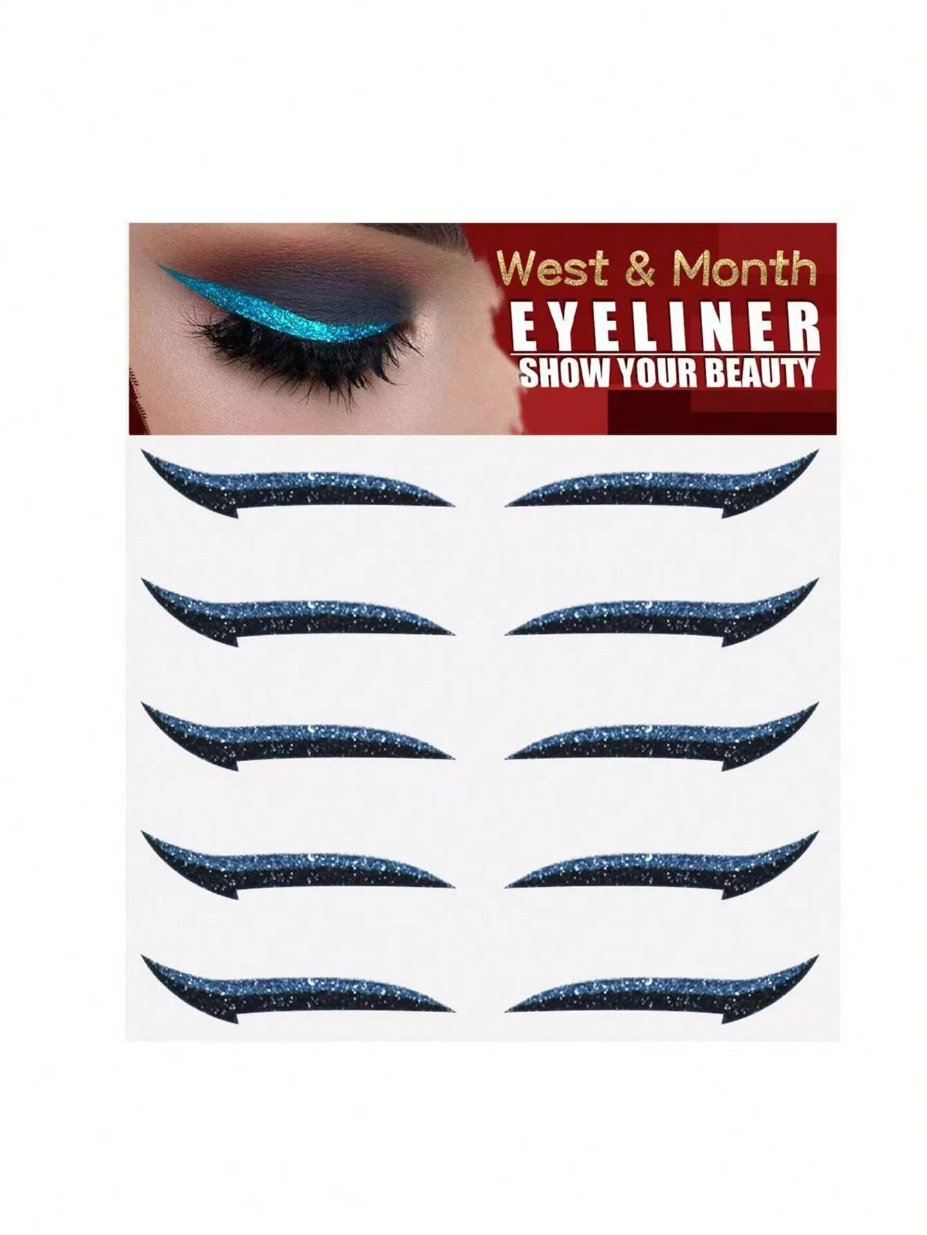 5pairs Eye-Shadow & Eyeliner Stickers, Fashionable Colorful Makeup Stickers For Parties And Music Festivals