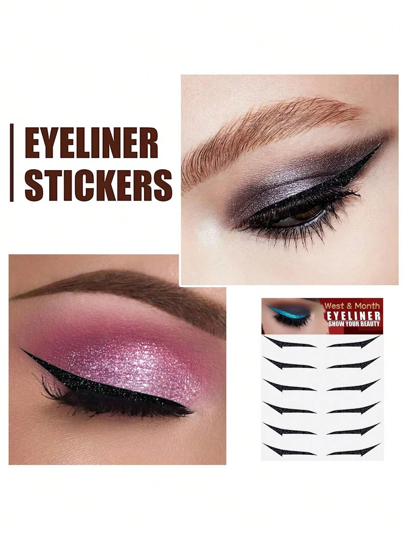 5pairs Eye-Shadow & Eyeliner Stickers, Fashionable Colorful Makeup Stickers For Parties And Music Festivals