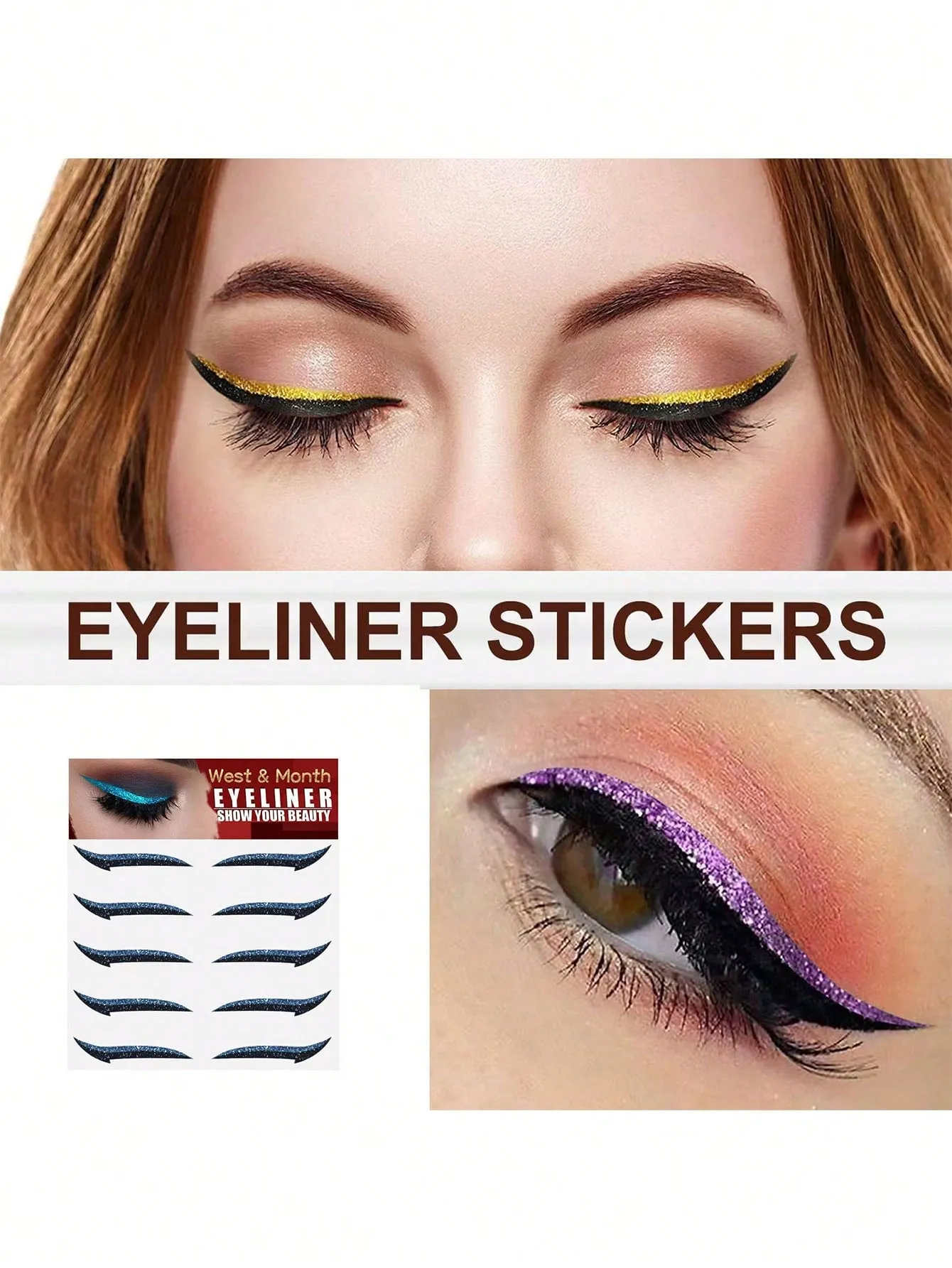 5pairs Eye-Shadow & Eyeliner Stickers, Fashionable Colorful Makeup Stickers For Parties And Music Festivals