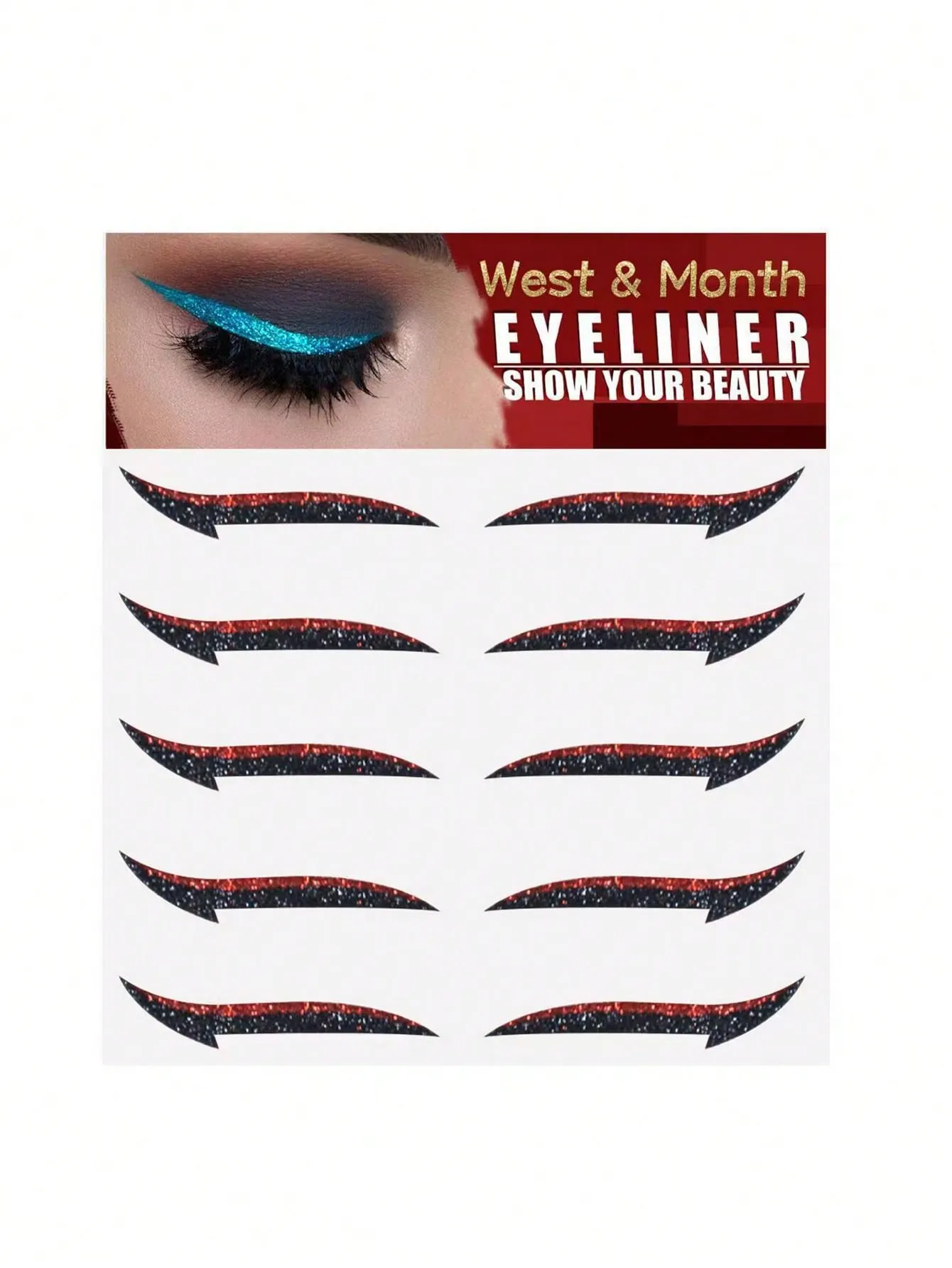 5pairs Eye-Shadow & Eyeliner Stickers, Fashionable Colorful Makeup Stickers For Parties And Music Festivals