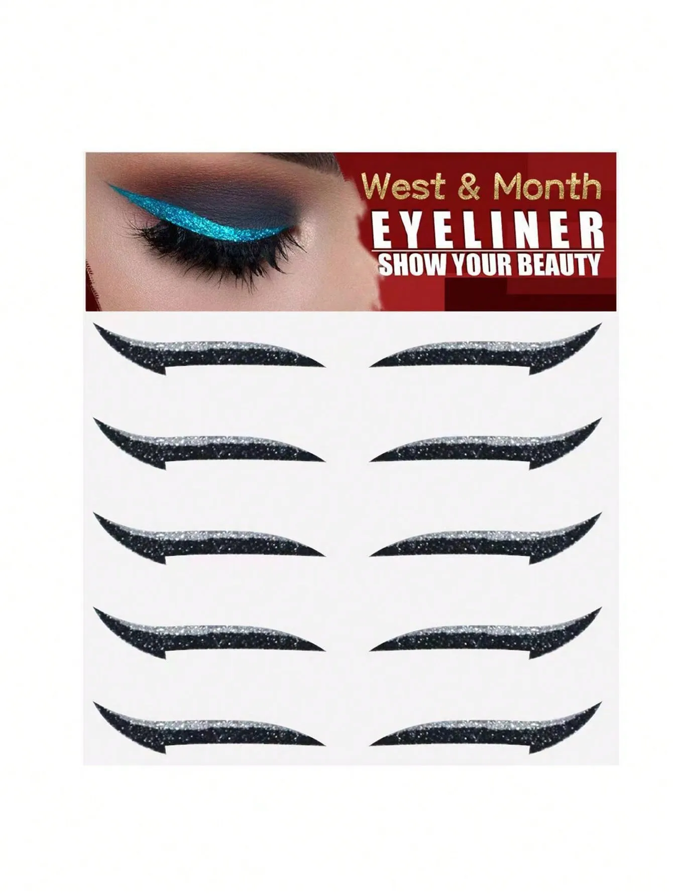 5pairs Eye-Shadow & Eyeliner Stickers, Fashionable Colorful Makeup Stickers For Parties And Music Festivals
