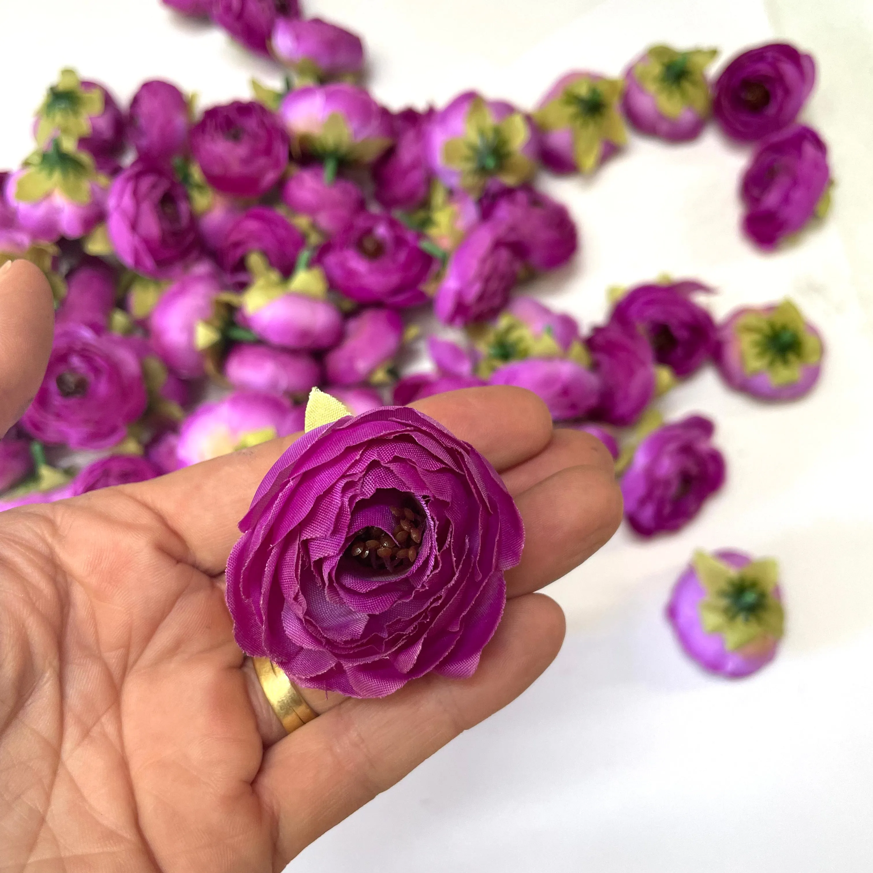 Artificial Flower Heads - Vibrant Purple Peony Style 20 - 5 Pack