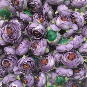 Artificial Silk Flower Heads - Dusty Lilac Peony Style 24 - 5 Pack