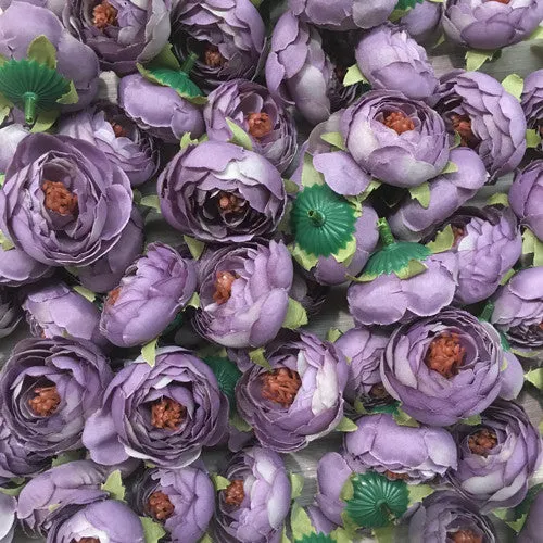Artificial Silk Flower Heads - Dusty Lilac Peony Style 24 - 5 Pack