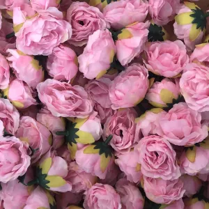 Artificial Silk Flower Heads - Pink Rose Style 38 - 5 Pack