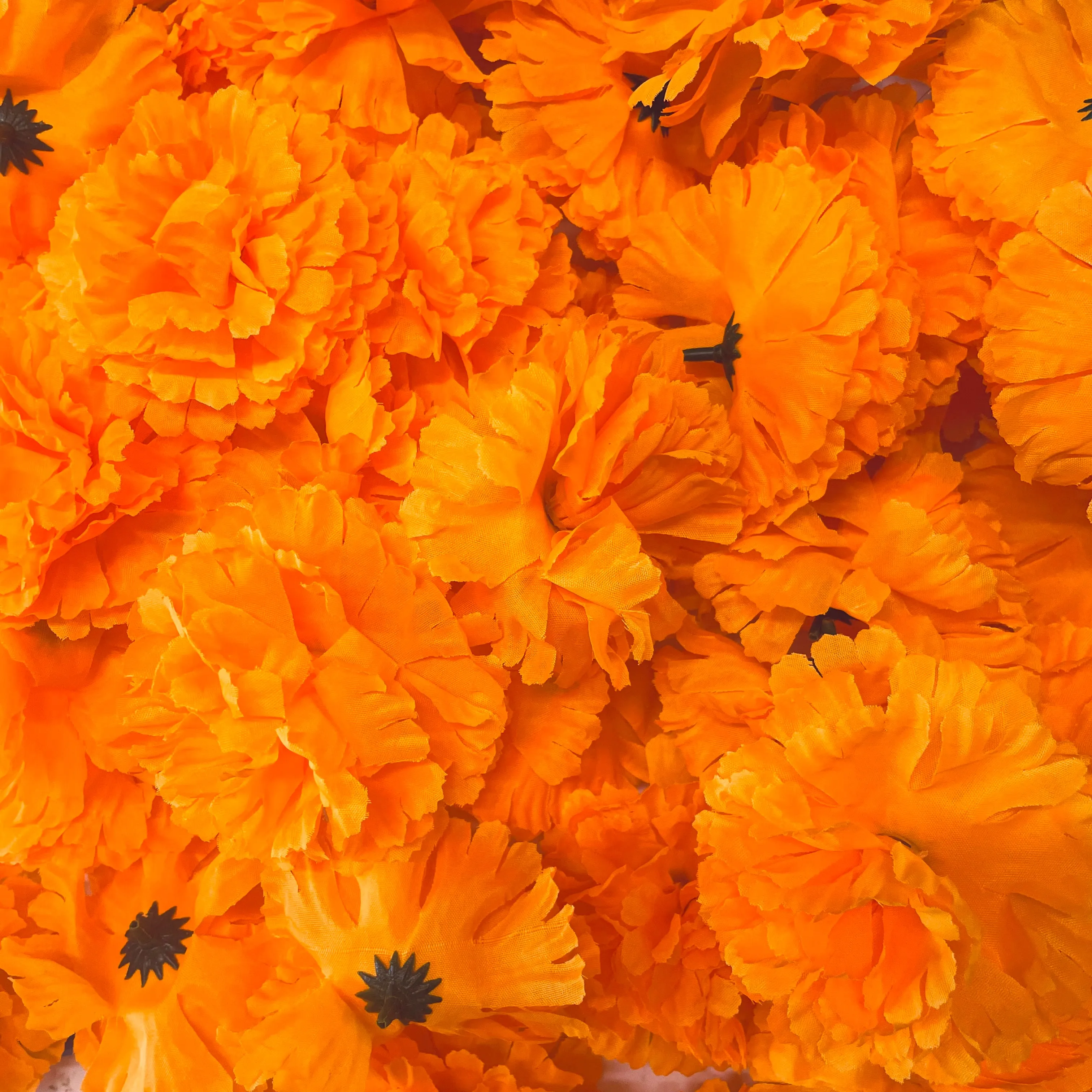 Artificial Silk Flower Heads - Vibrant Orange Marigold Style 37 - 1pc