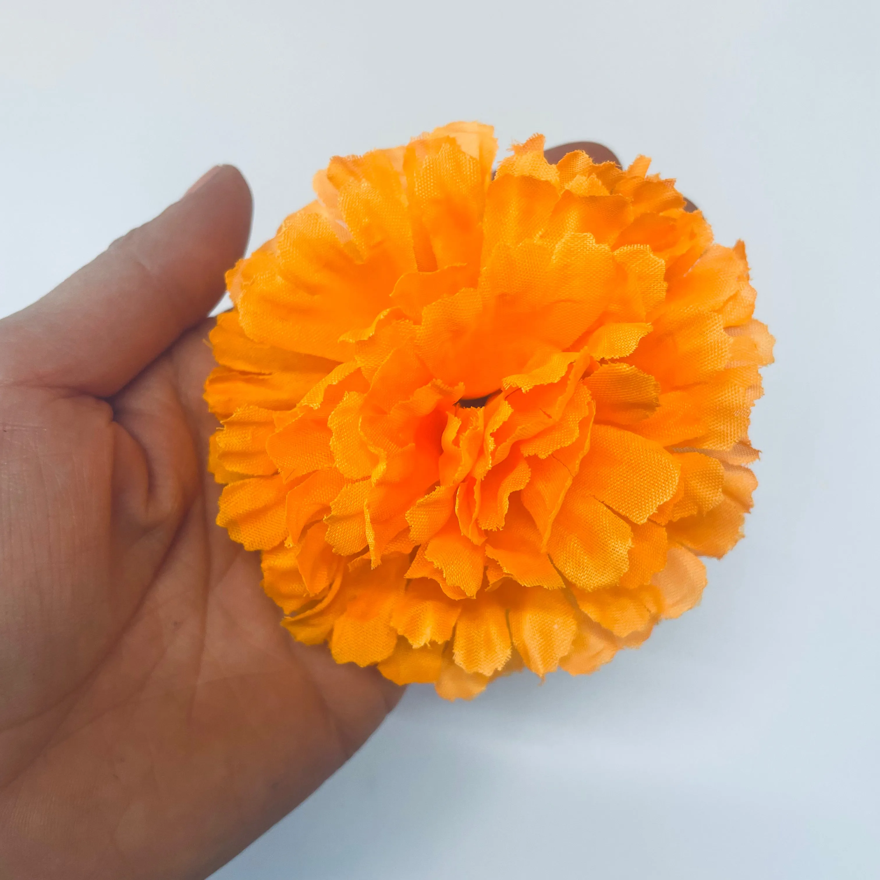 Artificial Silk Flower Heads - Vibrant Orange Marigold Style 37 - 1pc
