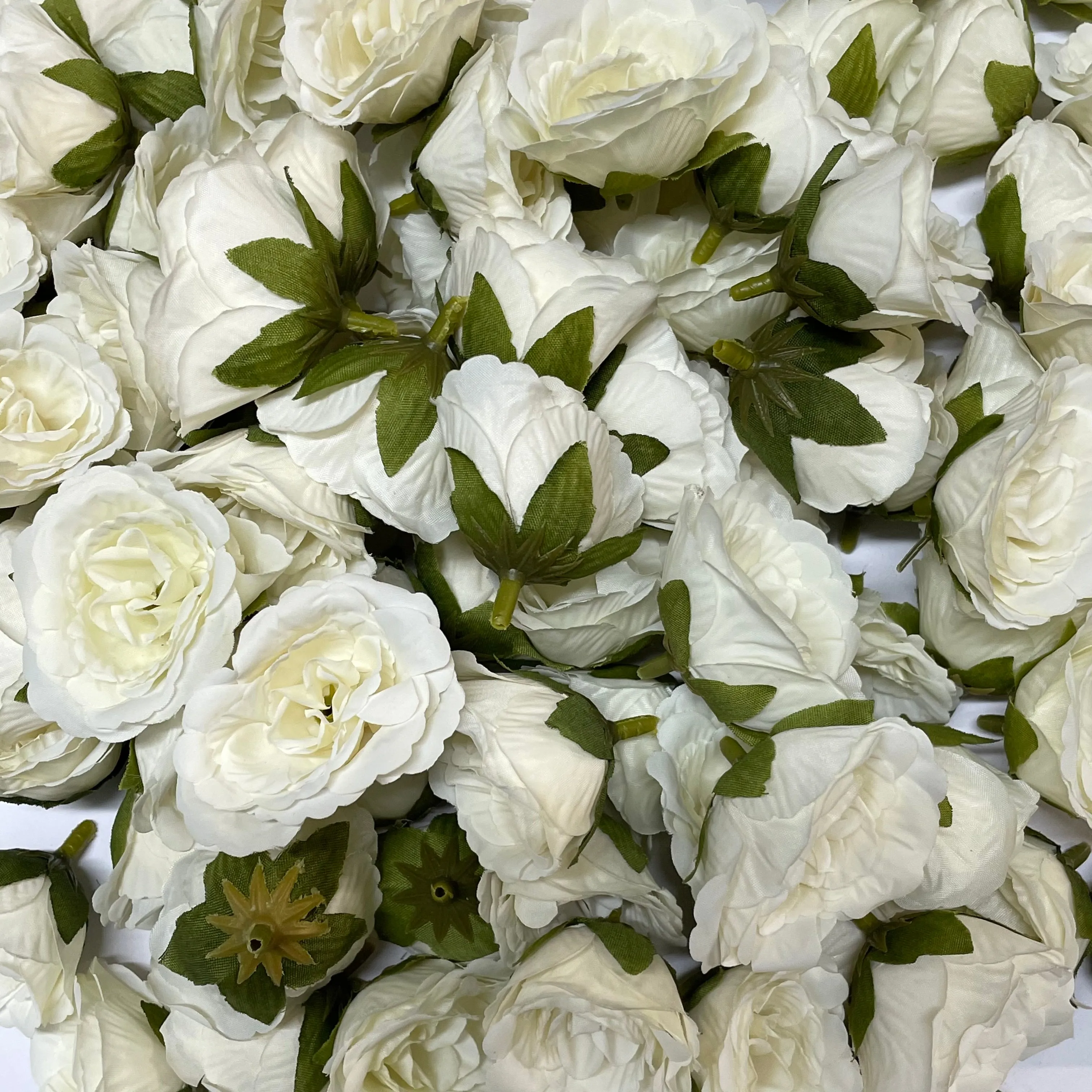 Artificial Silk Flower Heads - White Peony Style 153 - 5 Pack