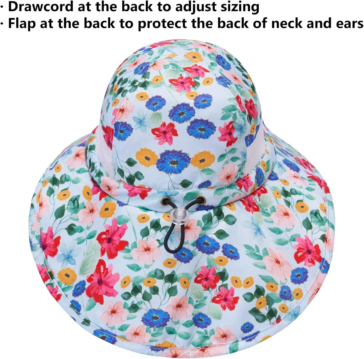 BASSDASH UPF 50  Kids Sun Hat with Wide Brim Neck Flap Mesh Vent for Boys Girls