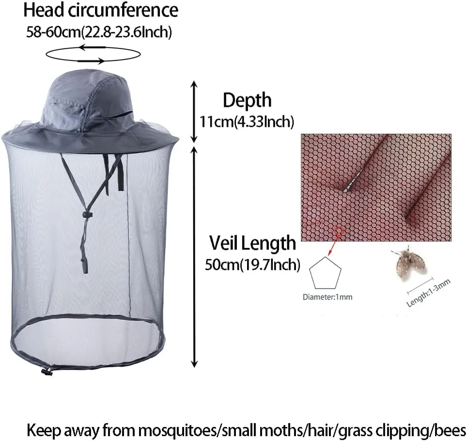 Bee Keeper Beekeeping Veil Hat face Covering Costume Fly Hornet Insect Bug Mosquito mesh Cap