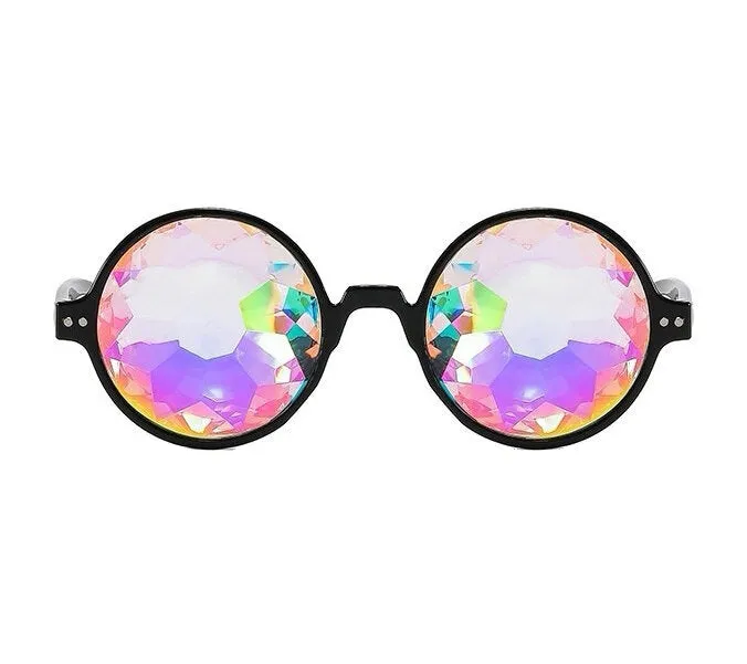 Black Kaleidoscope Glasses Round