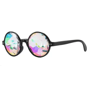Black Kaleidoscope Glasses Round