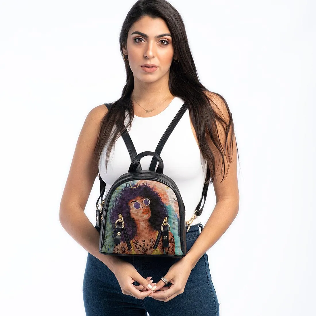 Black Mini Backpack Flamingo Queen