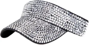 Bling Shiny Rhinestones Sun Visor hat Cap for Women,Adjustable Summer Beach Visor Caps Running Tennis Golf Sun hat