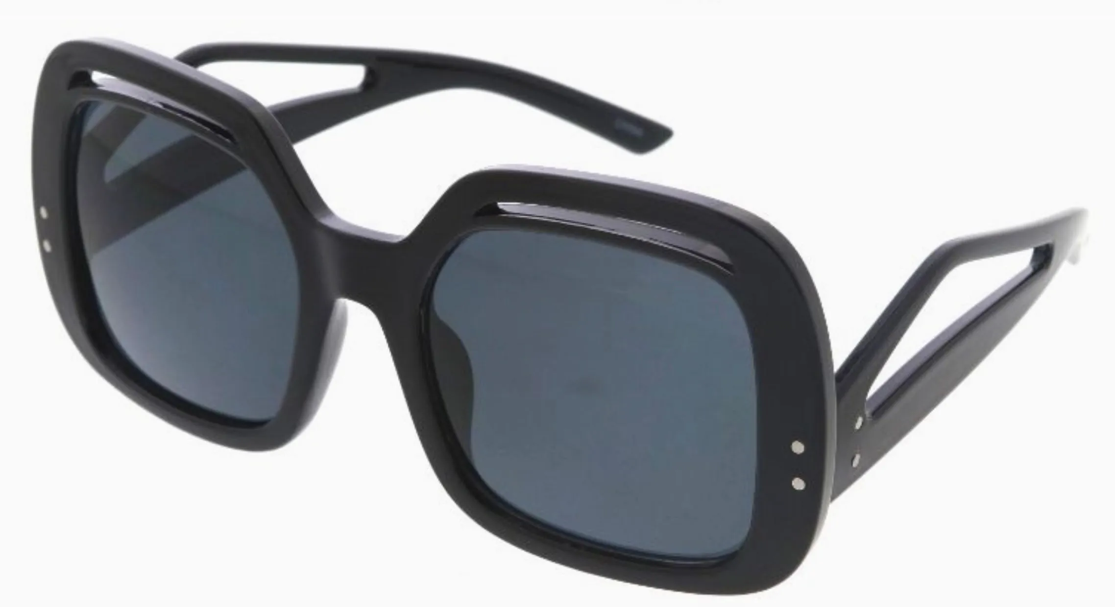 Blue Gem Sunglasses | Retro Large Square Temple Detail Rose Sunglasses