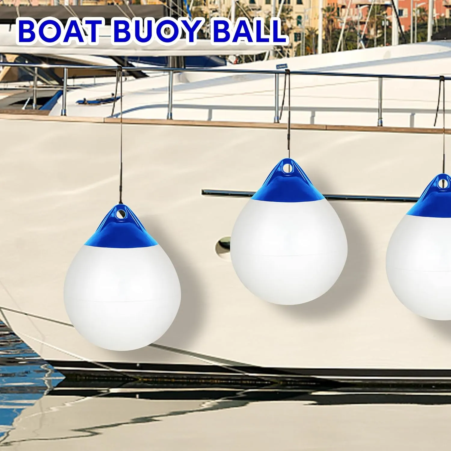 Boat Mooring Buoy 10/12/15 inch,Round Boat Fender Ball Boat Buoy Ball,Inflatable Boat Fender Dock Bumper Ball Anchor Buoy Suitable for Yachts Marinas Sailboats Ski Boats