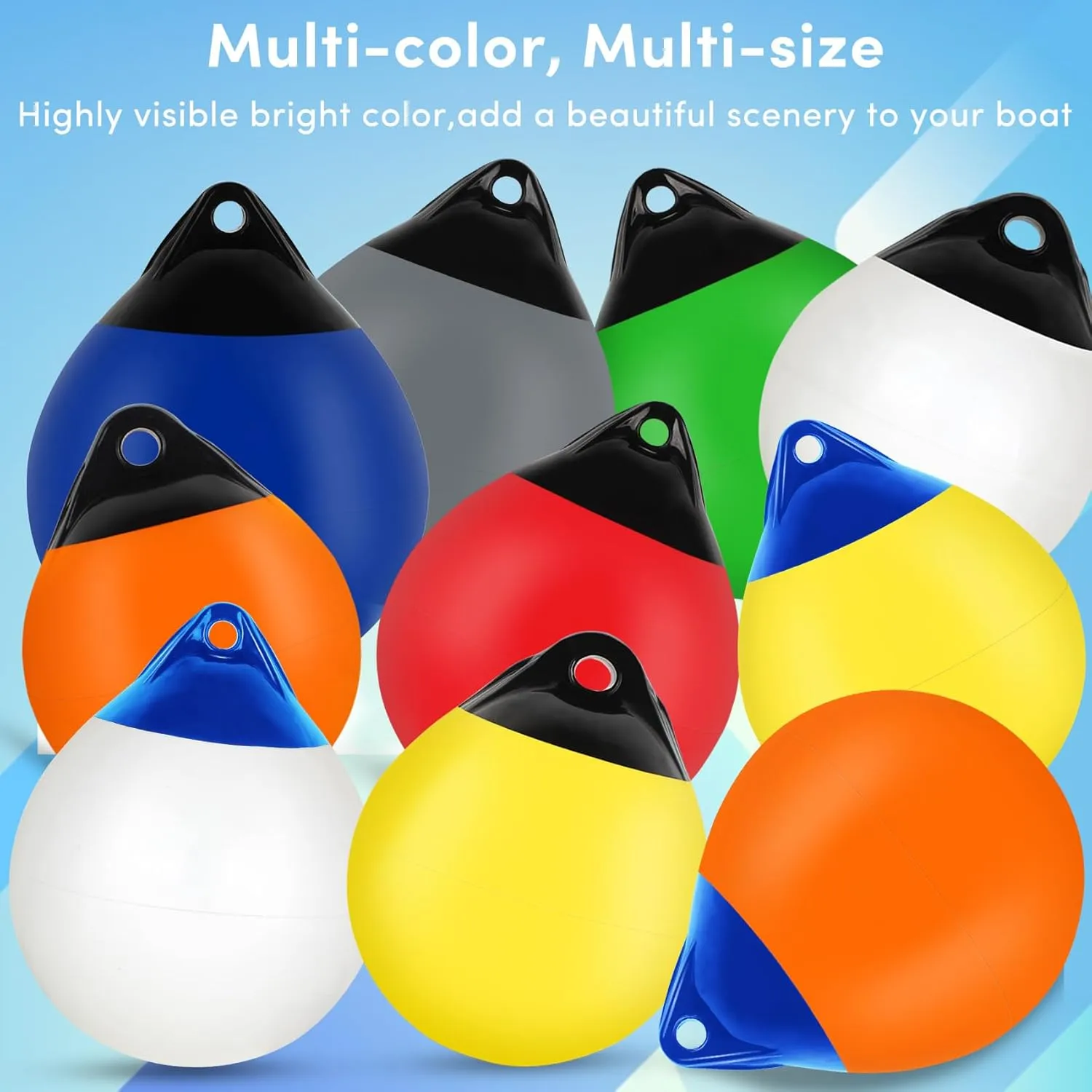 Boat Mooring Buoy 10/12/15 inch,Round Boat Fender Ball Boat Buoy Ball,Inflatable Boat Fender Dock Bumper Ball Anchor Buoy Suitable for Yachts Marinas Sailboats Ski Boats