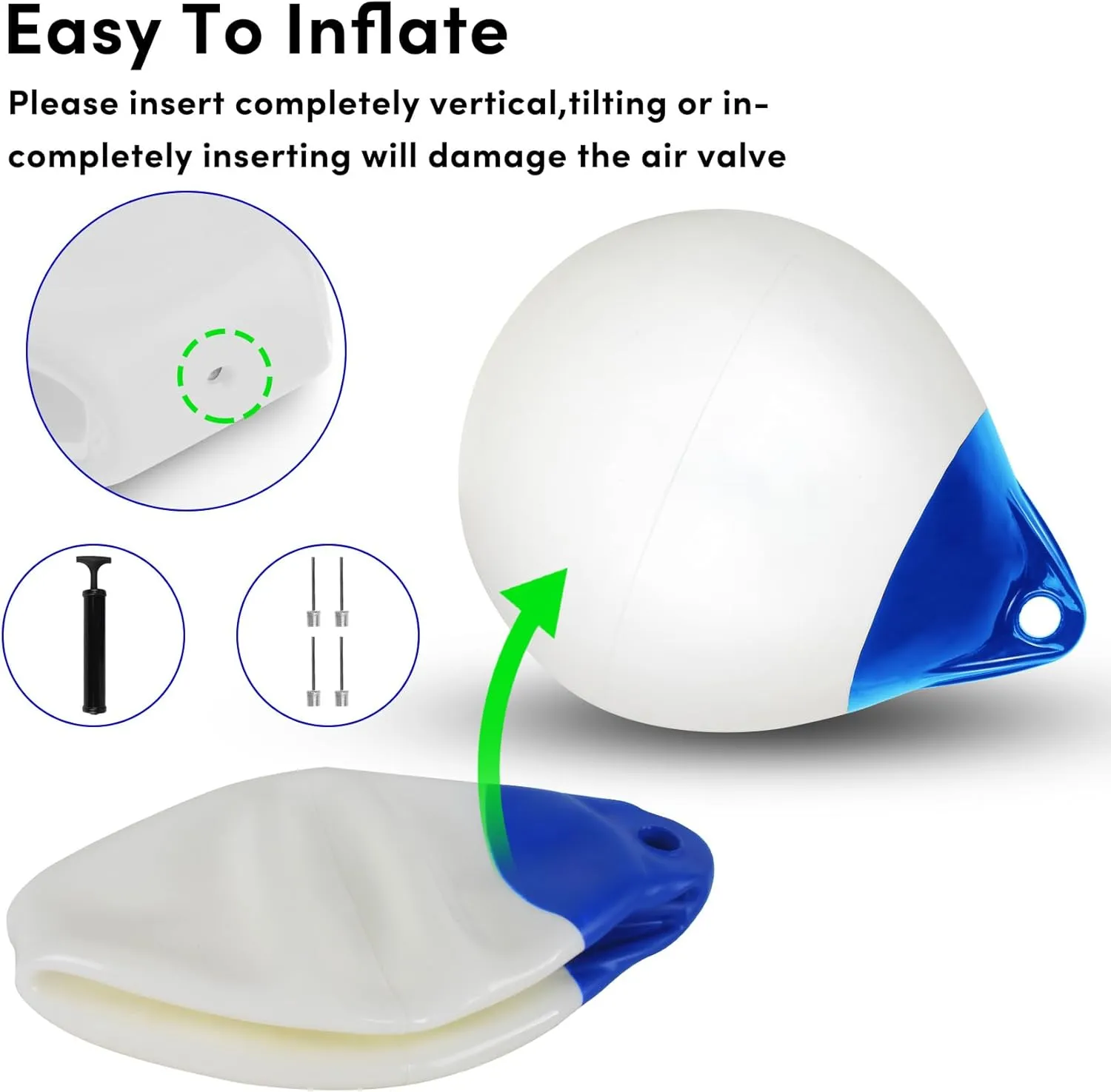 Boat Mooring Buoy 10/12/15 inch,Round Boat Fender Ball Boat Buoy Ball,Inflatable Boat Fender Dock Bumper Ball Anchor Buoy Suitable for Yachts Marinas Sailboats Ski Boats