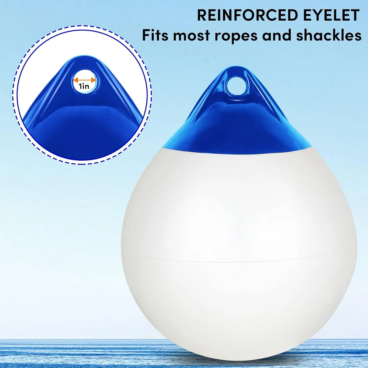 Boat Mooring Buoy 10/12/15 inch,Round Boat Fender Ball Boat Buoy Ball,Inflatable Boat Fender Dock Bumper Ball Anchor Buoy Suitable for Yachts Marinas Sailboats Ski Boats
