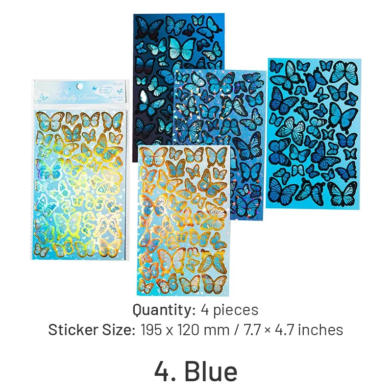 Butterfly Holographic Hot Stamping Coated Paper Sticker Sheets