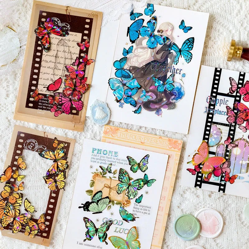 Butterfly Holographic Hot Stamping Coated Paper Sticker Sheets