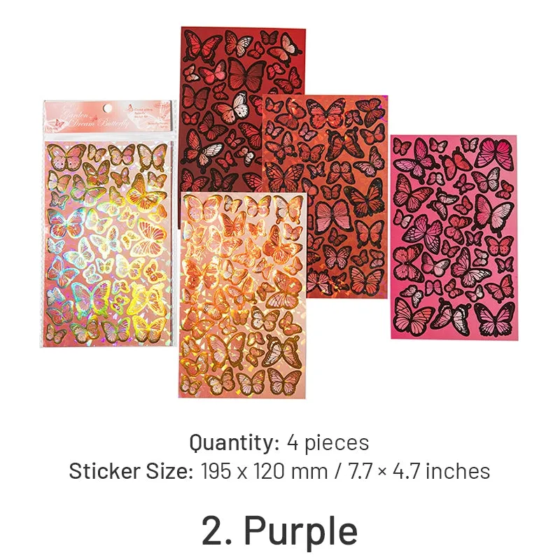 Butterfly Holographic Hot Stamping Coated Paper Sticker Sheets