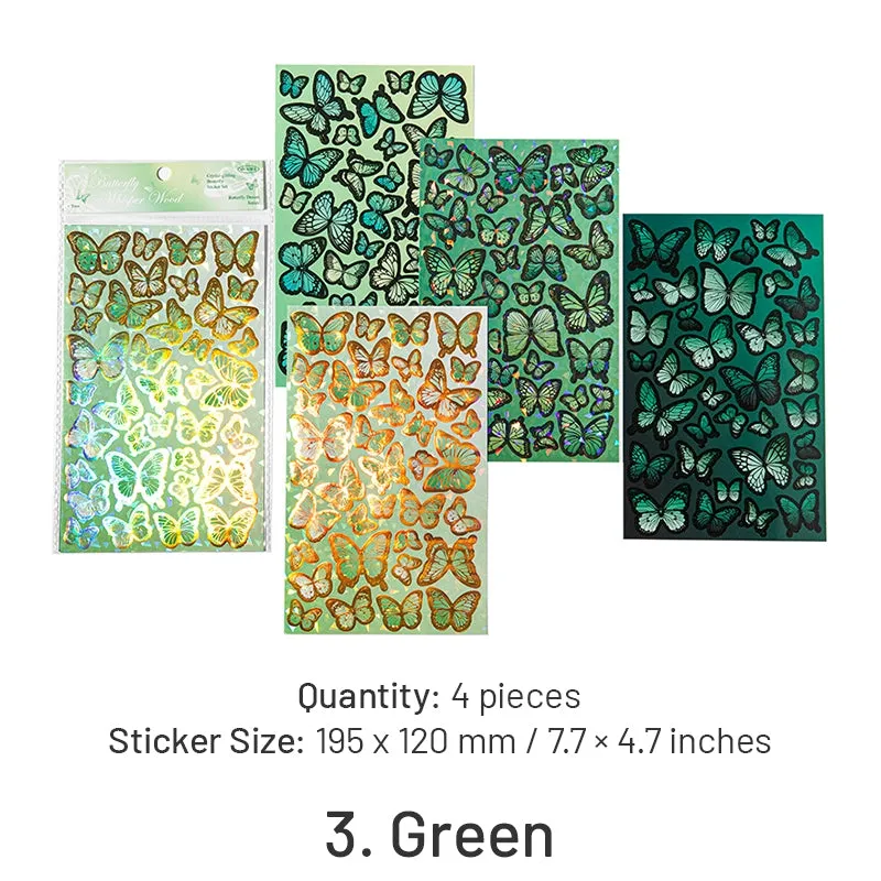 Butterfly Holographic Hot Stamping Coated Paper Sticker Sheets