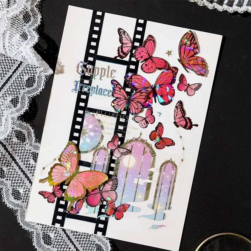Butterfly Holographic Hot Stamping Coated Paper Sticker Sheets