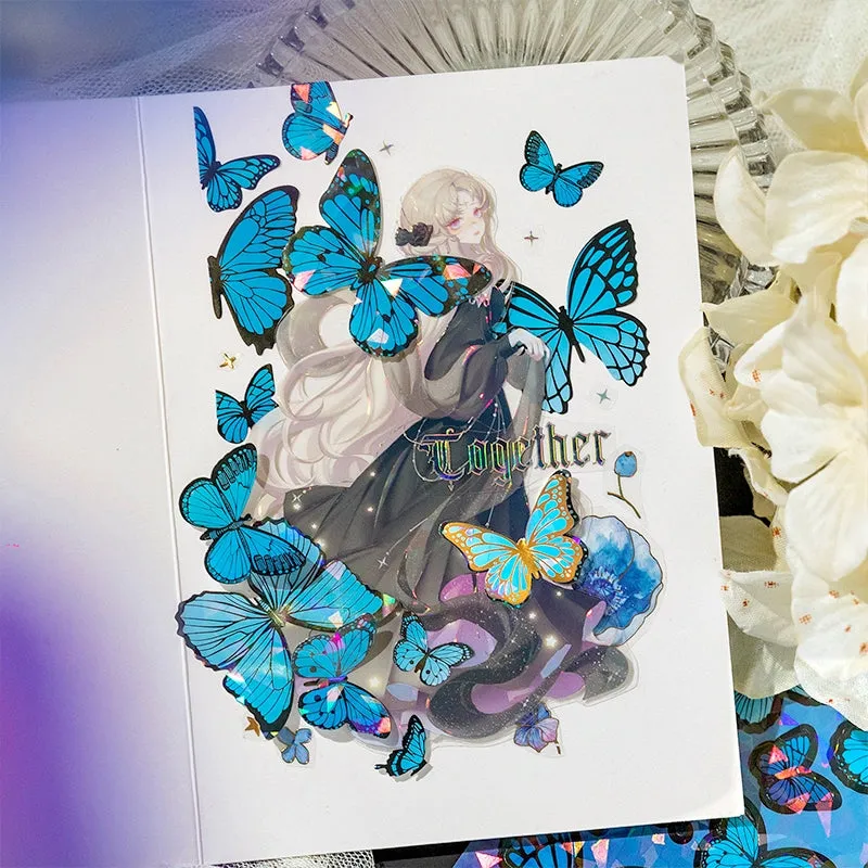 Butterfly Holographic Hot Stamping Coated Paper Sticker Sheets