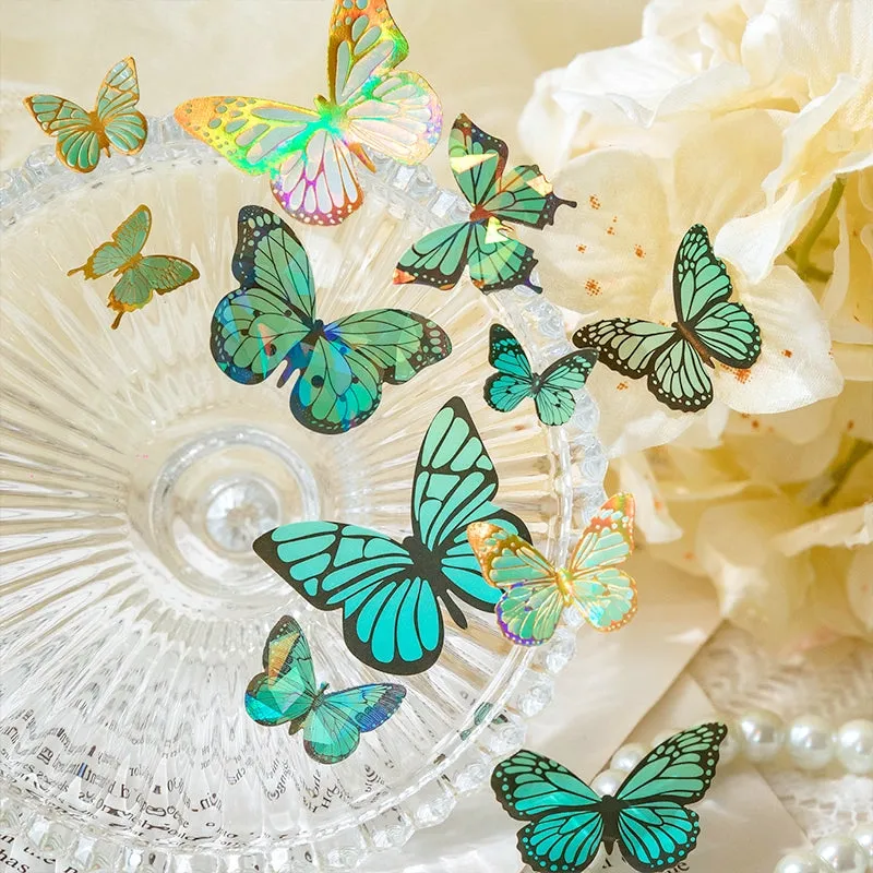 Butterfly Holographic Hot Stamping Coated Paper Sticker Sheets