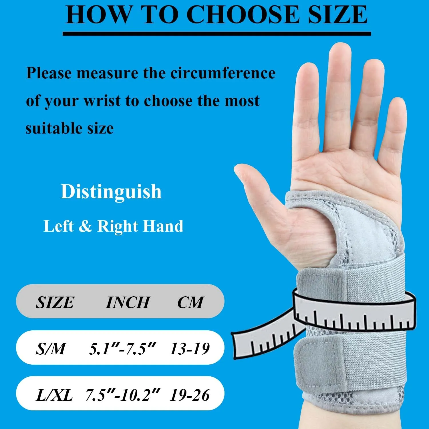 Carpal Tunnel Wrist Brace, Adjustable Wrist Support Brace, Night Wrist Sleep Supports Splints Arm Stabilizer (Right Hand, S/M, Grey)