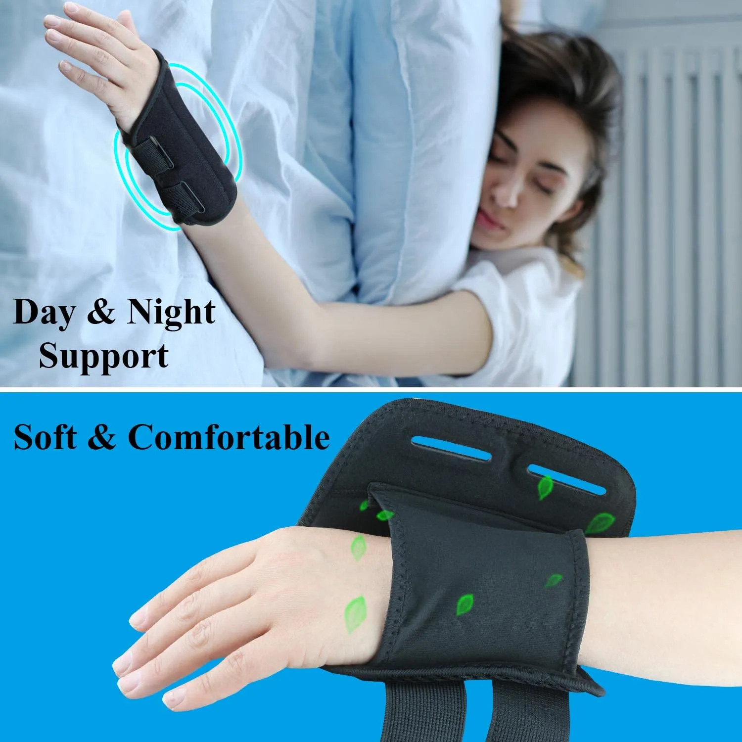 Carpal Tunnel Wrist Brace, Adjustable Wrist Support Brace, Night Wrist Sleep Supports Splints Arm Stabilizer (Right Hand, S/M, Grey)